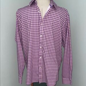 Jack Maverick Button Down Purple Checkered Shirt.  Size XL. Cotton. Long Sleeve